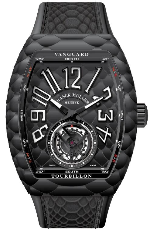 Best FRANCK MULLER Vanguard Cobra Black Stainless Steel Tourbillon V 45 T BLK COBRA (NR) (AC) (COBRA NI BLC NR) Replica Watch